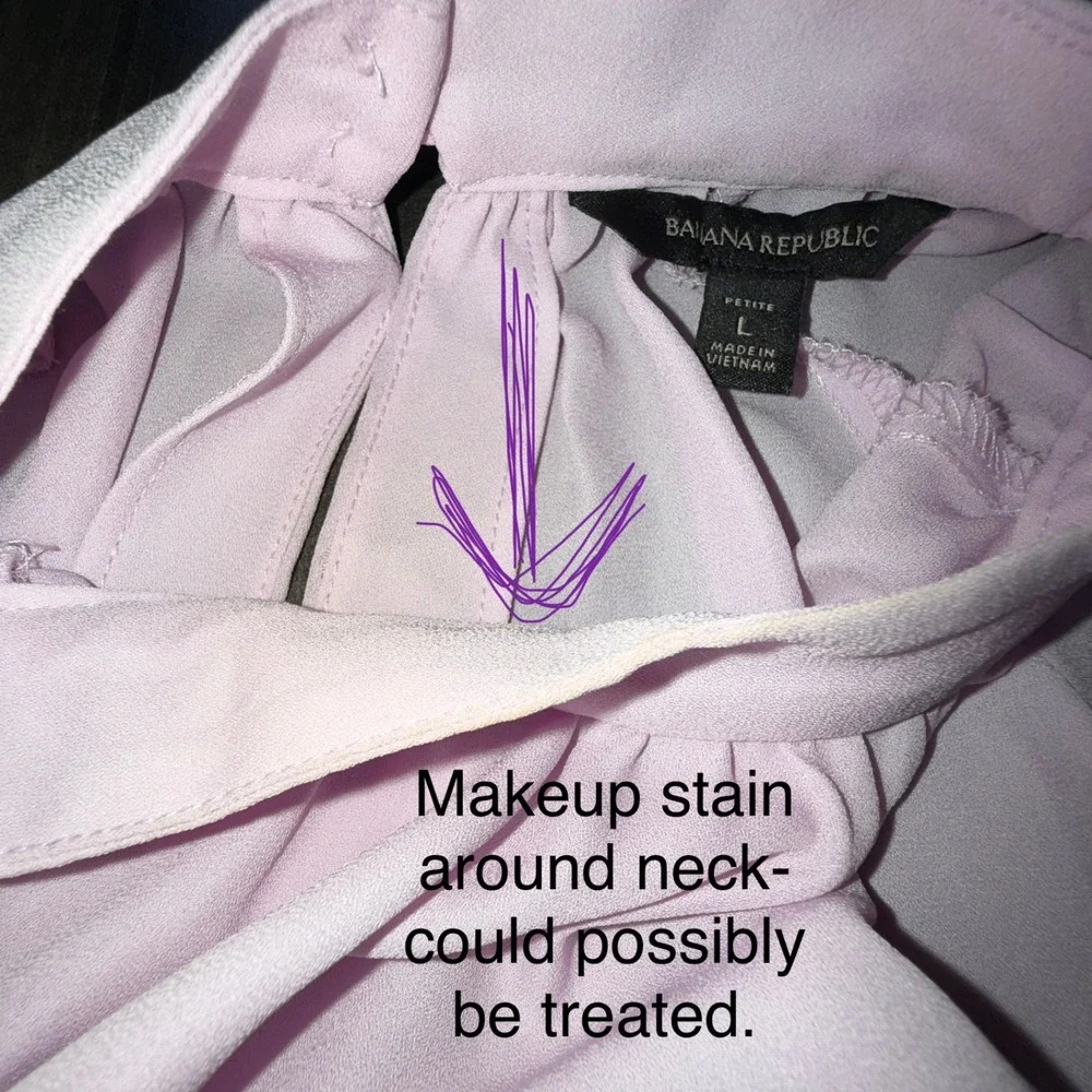 Lilac Banana Republic Blouse Top‎ Long Sleeve Sheer Lavender Petite L